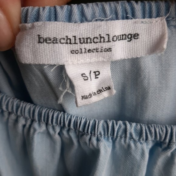 Beach lunch lounge Ruffles Top Washed Blue Lyocell Peplum Blouse Size S - Picture 2 of 11